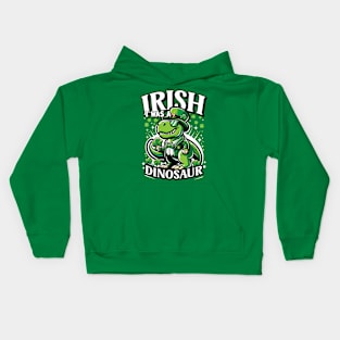 Irish I Was A Dinosaur St Patricks Day Shamrock Design Kids Hoodie